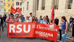 Manifestazione dei lavoratori Electrolux davanti al ministero a Roma