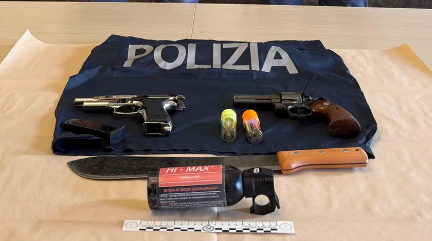 Le armi sequestrate dagli agenti