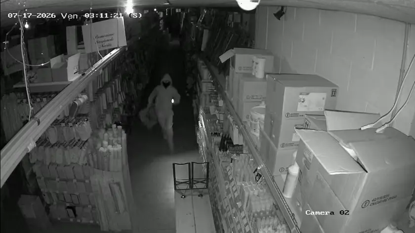 Uno dei ladri immortalato al Jal Mercatone di Camposampiero