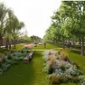 Un rendering del parco delle Mura