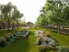 Un rendering del parco delle Mura