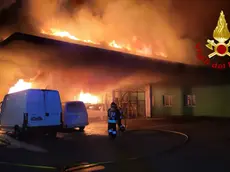 L'incendio alla Cooperativa Castellana a Castelfranco (foto vigili del fuoco)