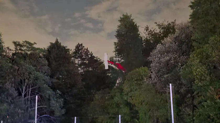 L'aereo incastrato tra gli alberi