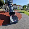 Lo scivolo vandalizzato al Parco dell'Ascolto