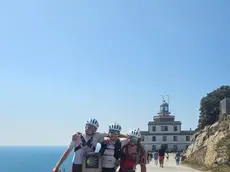 I tre amici durante l’impresa di Padova-Finisterre in bicicletta