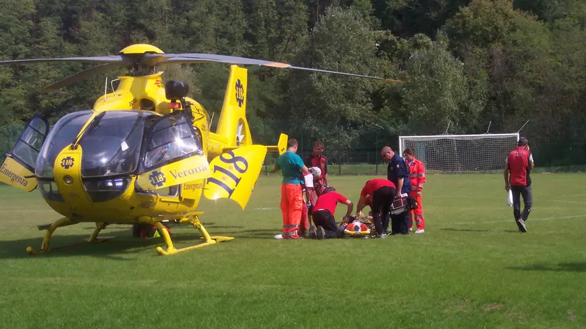 Intervento di soccorso del Suem con l'elicottero