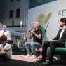 Venturini e Stefani con Schettini sul palco del Festival delle Idee