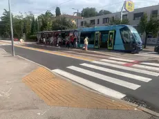 Uno dei tram fermi ieri mattina all’Arcella
