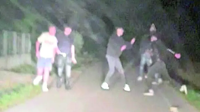 Un frame della rissa in Baita al Lago