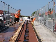 Il cantiere per la nuova linea del tram a Ponte di Brenta