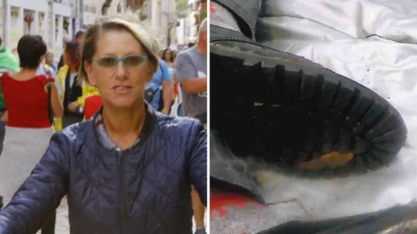 A sinistra Liliana Resinovich, a destra le scarpe