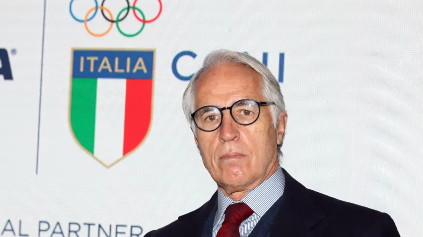 Il presidente del Cono, Giovanni Malagò in occasione della presentazione alla stampa della sponsorizzazione in vista dei prossimi giochi olimpici in programma la prossima estate a Tokyo. Milano 11 Dicembre 2020. ANSA / MATTEO BAZZI