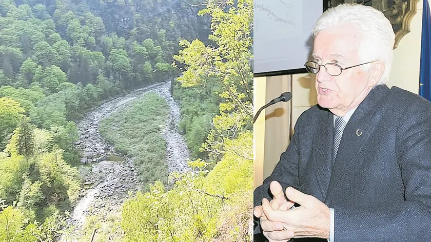Il luogo scelto per l'invaso del torrente Vanoi e il rpofessore emerito Luigi D'Alpaos, considerato il padre dell'ingegneria idrualica veneta moderna