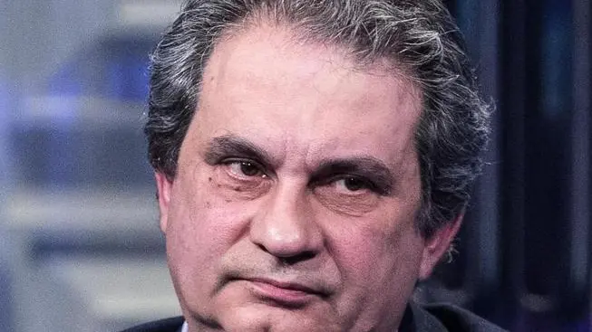 Il leader di Forza Nuova, Roberto Fiore, ospite della trasmissione Rai "Porta a porta" condotta da Bruno Vespa, Roma, 20 febbraio 2018. ANSA/ANGELO CARCONI