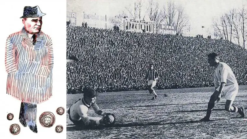 Nereo Rocco ritratto da Elio Armano e l'Appiani stracolmo per Padova-Juventus