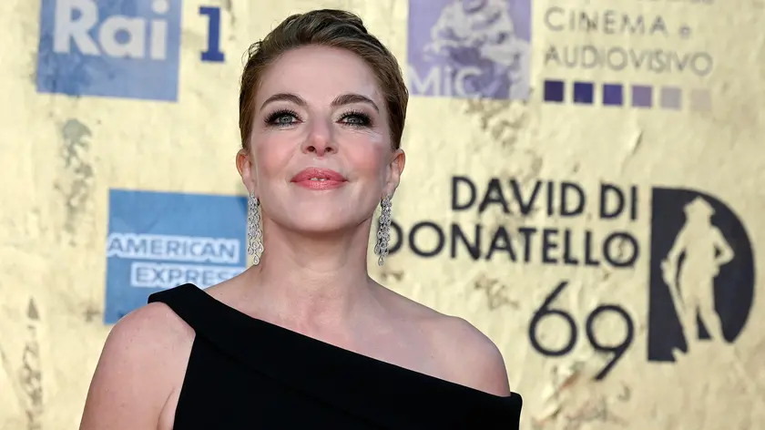Italian actress Claudia Gerini poses during a photocell on the occasion of the 69th edition of the David di Donatello Awards at Cinecitta Studios in Rome, Italy, 3 May 2024. ANSA/RICCARDO ANTIMIANI