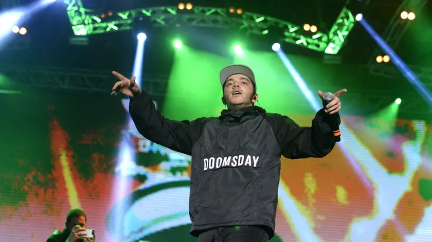 01/05/2016 Roma. Piazza San Giovanni, concertone del 1 Maggio organizzato dai sindacati. Nella foto il rapper Salmo Maurizio Pisciottu
