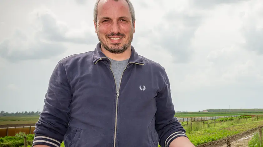Sant'Urbano (PD), 24 aprile 2019. Sandro Crivellaro allevatore di Lumache. Nella foto: Sandro Crivellaro con alle spalle il suo allevamento