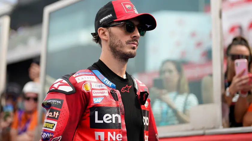 Francesco Bagnaia of Italy and Ducati Lenovo Team look on prior the race of the Pramac MotoGP of Emilia Romagna at Marco Simoncelli Circuit on September 22 2024 in Misano Adriatico, Italy. ANSA/DANILO DI GIOVANNI