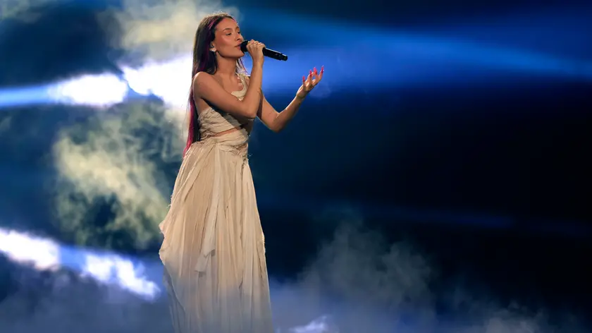 epa11332841 Eden Golan representing Israel with the song 'Hurricane' during the final dress rehearsal before the final of the 68th edition of the Eurovision Song Contest (ESC) at the Malmo Arena in Malmo, Sweden, 11 May 2024. The final of 2024 Eurovision Song Contest takes place on 11 May. EPA/ANDREAS HILLERGREN SWEDEN OUT