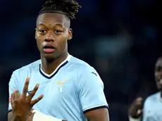 epa11759365 SS Lazio's Tijjani Noslin celebrates after scoring the 3-1 goal during the Italian Cup round of 16 soccer match between SS Lazio and SSC Napoli at the Olimpico stadium in Rome, Italy, 05 December 2024. EPA/ETTORE FERRARI