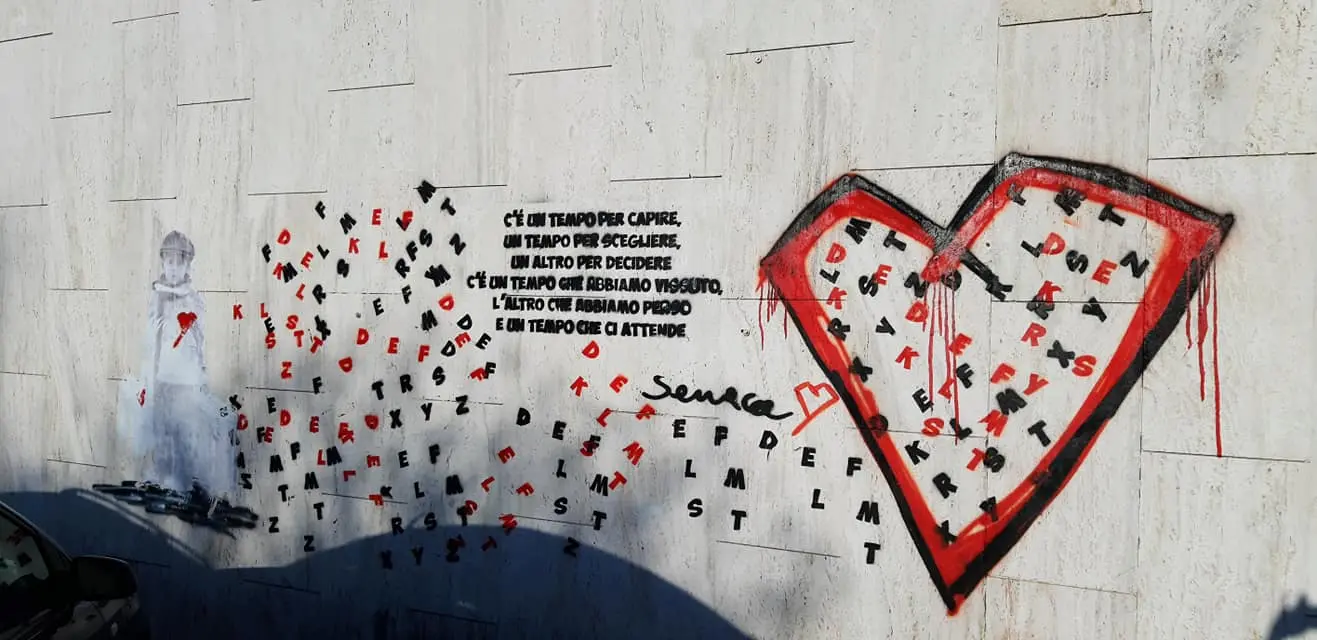 Una delle opere di Seneca, street-artist ormai ben noto e apprezzato nelle Terme