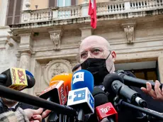 Il presidente della Conferenza delle regioni e delle province autonome Stefano Bonaccini fuori la Camera dopo le consultazioni con il presidente incaricato Mario Draghi, Roma, 10 Febbraio 2021. ANSA/GIUSEPPE LAMI