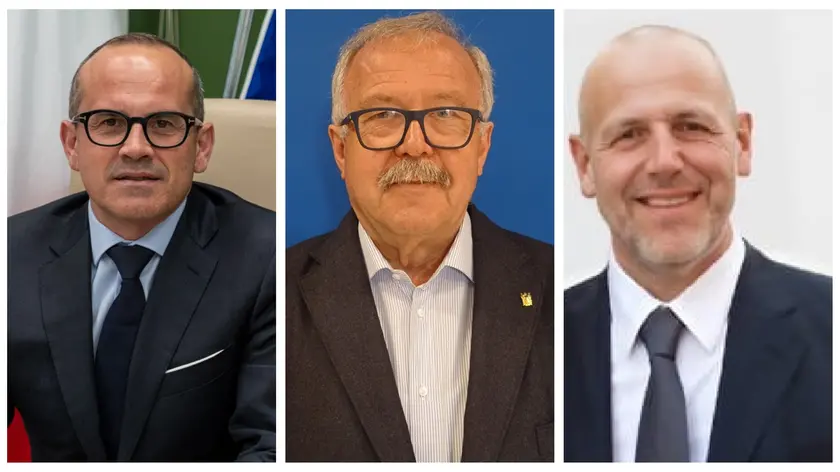 I tre candidati sindaco a Mestrino: da sinistra Agostini, Fiorindo, Zambolin