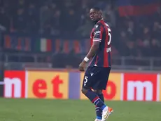 Bologna's Adama Soumaoro leaves the pitch after being sent off during the Italian Serie A soccer match Bologna FC vs AC Milan at Renato Dall'Ara stadium in Bologna, Italy, 23 October 2021. ANSA /ELISABETTA BARACCHI