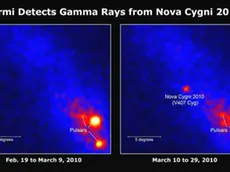 (EMBARGO ALLE 20,00 DI OGGI) Le stelle ''novae'', ossia le nuove stelle che sembrano improvvisamente accendersi nella galassia e che hanno fatto la storia dell'astronomia, potrebbero essere l'effetto di reazioni termonucleari. Lo suggeriscono, su Science, i dati del satellite della Nasa Fermi, cui l'Italia partecipa con Agenzia Spaziale Italiana (Asi), Istituto Nazionale di Fisica Nucleare (Infn) e Istituto Nazionale di Astrofisica (Inaf). ANSA/NASA EDITORIAL USE ONLY - NO SALES (EMBARGO ALLE 20,00 DI OGGI)