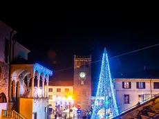 Monselice (PD), 9 dicembre 2018.Vedute di Monselice a Natale 2018.ph. Zangirolami.Nella foto: piazza Mazzini con torre civica e loggetta.