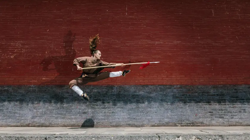 La foto del calcio in salto di Giada Fenzetto pubblicata dal Global Times