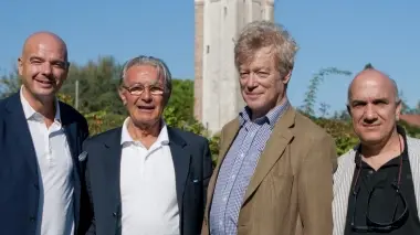 Da sinistra Gianluca Bisol Antonio Calò Roger Scruton e Massimo Donà a Venissa