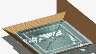 Da sinistra, la piramide di vetro che verrà montata nel chiostro e, a destra, la sezione relativa al cortile interno che dà su via Porciglia destinato ad ospitare il bar e il ristorante del museo Nella foto grande a destra, una veduta aerea degli Eremitani