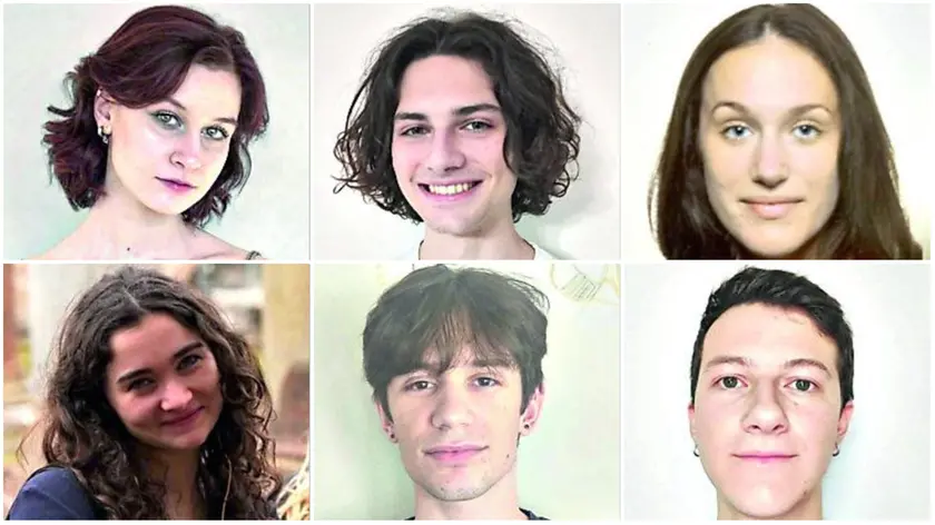 Dall'alto a sinistra, in senso orario: Alessia Raho, Sebastiano Cardello, Veronica Francescato, Marco Missaglia, Lorenzo Dario, Matilde Donolato
