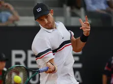 Nicolas Jarry of Chile in action during his men's singles final match against Alexander Zverev of Germany (not pictured) at the Italian Open tennis tournament in Rome, Italy, 19 May 2024. ANSA/ETTORE FERRARI