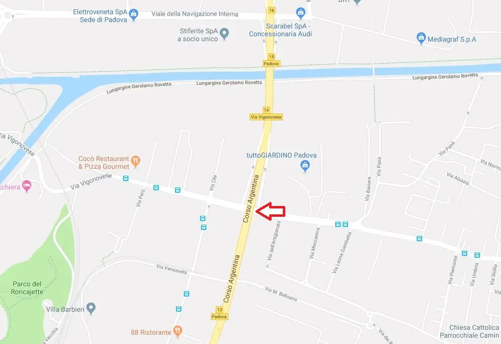 Nella mappa, il cavalcavia da ricostruire
