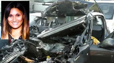 Este, 13/09/2014 Morte di Laura Santinello in seguito alle ferite riportate nell'incidente sulla A13 lo scorso dicembre Nella foto: l'auto dopo l'impatto ph. Zangirolami