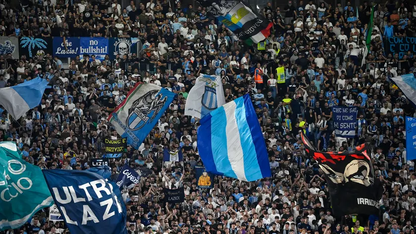 LazioÕs supporters in the Curva Nord during the Serie A soccer match between SS Lazio and AC Monza at the Olimpico stadium in Rome, Italy, 23 September 2023. ANSA/RICCARDO ANTIMIANI