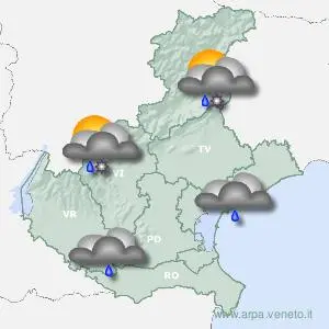 Le previsioni di Arpav per lunedì 1° maggio