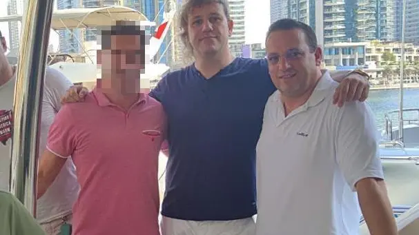 i due soci Emanuele Giullini e Christian Visentin in barca a Dubai, dove risiedono