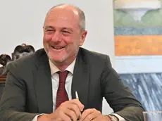 Il presidente della Federtennis Angelo Binaghi, durante la presentazione della prima edizione del Genova Premier Padel P2. Dal 30 giugno al 7 luglio 2024 tutti i più forti giocatori del mondo di questa disciplina si ritroveranno nella ‘Città della Lanterna’, sui campi di Parco di Valletta Cambiaso. Genova, 13 giugno 2024. ANSA/LUCA ZENNARO ZENNARO
