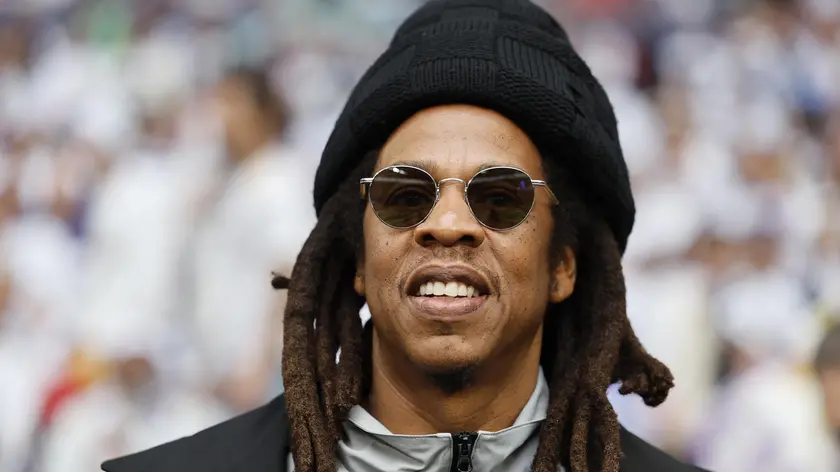 epa11384265 US rapper and record producer Jay Z arrives for the UEFA Champions League final match of Borussia Dortmund against Real Madrid, in London, Britain, 01 June 2024. EPA/TOLGA AKMEN