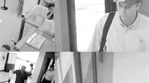 Nei fotogrammi il rapinatore