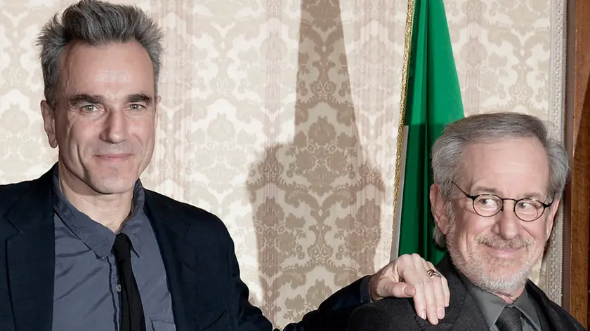 17/01/2013 Roma. Senato, incontro tra il Presidente del Senato e gli attori ed il regista del film Lincoln, nella foto Daniel Day-Lewis, Steven Spielberg