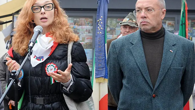 Monselice, 08 Nov 2014 .Manifestazione A.N.P.I. in p.za Mazzini, contro la proposta di intitolare a Mussolini la piazza di S. Bortolo. Nella foto: da sin. Ziron, Barichello e Zucchini.Ph. Zangirolami