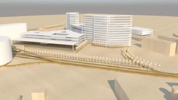 Il rendering del nuovo polo ospedaliero di Padova che sorgerà a San Lazzaro