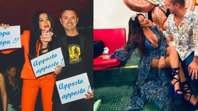Sara Battagliarin e Loris Trabujo durante le festa a tema per "Apposto, apposto"
