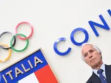 Il presidente del Coni, Giovanni Malagò, nel corso della festa per i 40 anni delle Fiamme Azzurre presso il Salone d'onore del Coni. Roma, 7 settembre 2023. ANSA/CLAUDIO PERI