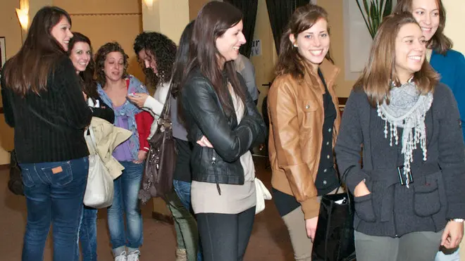 Montagnana 20/10/2012 Casting di sky per scegliere un centinaio di comparse per il film medievale che verrà girato tra Montagnana e Monselice nella foto: alcuni ragazzi che hanno parteciparo al casting ph zangirolami